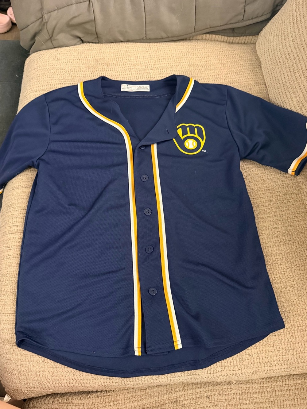 Genuine Merchandise Navy and Yellow Kids Baseball Jersey